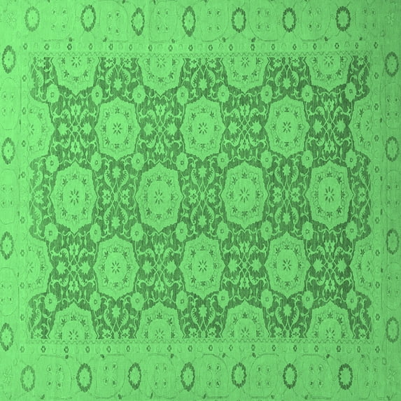 Ahgly Company Indoor Square Oriental Emerald Green Traditional Area Rugs, 4' Square