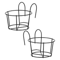 Raindrops 2pcs Round Plant Hanging Basket Iron Planter Rack Stand Flower Pot Holder For Railing Balcony Planter Basket Wire Flower Pot Holder