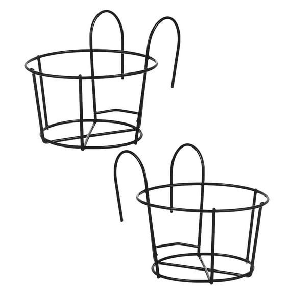 Raindrops 2pcs Round Plant Hanging Basket Iron Planter Rack Stand Flower Pot Holder For Railing Balcony Planter Basket Wire Flower Pot Holder