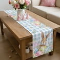 thumbnail image 6 of Easter Table Runner 70 Inches Long for Kitchen Dining, Spring Rabbit Eggs Seasonal Flowers Blue Lattice Dresser Scarf Farmhouse, Dining Table Decorations for Wedding/Parties, 13 x 70 In, 6 of 8