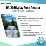 Scott Aerator DA-20 Display Pond Aerator - 3/4 Horse Power 115V 100ft Cord | Aerating Pond Fountain for Up to 1 Acre | Pond Aerator Pump for Small Ponds | Pond Aeration System | Made in USA