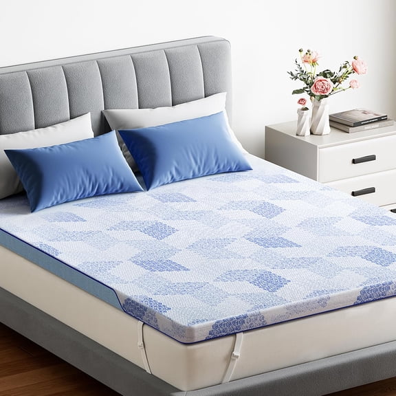 Firm Mattress Topper Queen - 3 Inch Memory Foam Bed Topper for Back Pain Relief, Mattress Pad with Cooling Bamboo Cover, Removable & Washable & Non-Slip