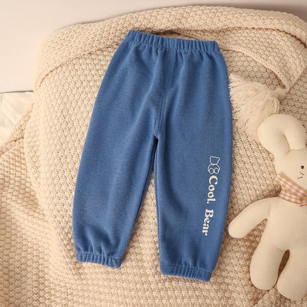 Cute On Unisex Kids Elastic Waist Cotton Warm Trousers Baby Pants Bottoms 1-5Years 