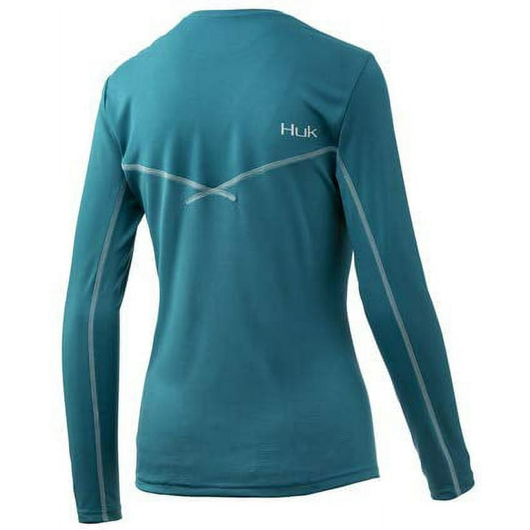 Huk Womens Icon X Long Sleeve Shirt  Long-Sleeve Performance Shirt with  UPF 30+ Sun Protection, Medium Teal, Extra Small 