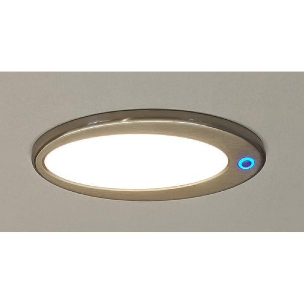 Bee Green Led 12 Volt Ceiling Hugger Light With Soft Touch Dimmer And Blue Night In Satin Nickel Or Chrome Color For Boat Rv Com - 12 Volt Ceiling Lights For Campers