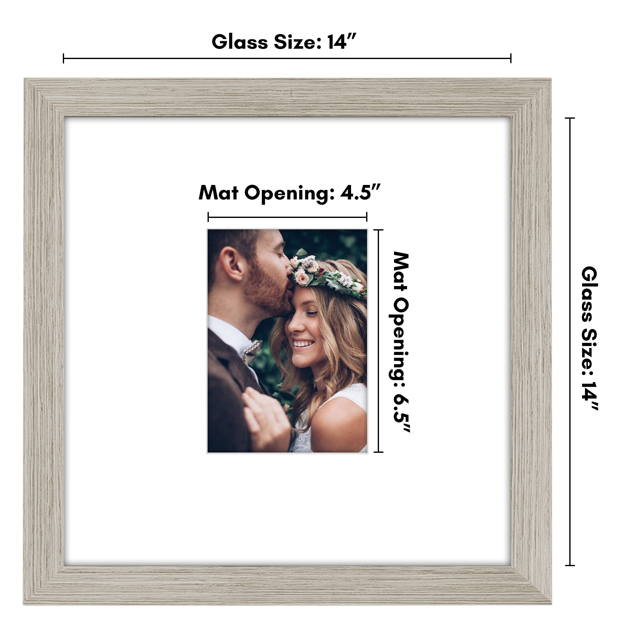 Americanflat 14x14 Picture Frame with Shatter-Resistant Glass with 5x7 Mat Wedding Signature Wall - Driftwood