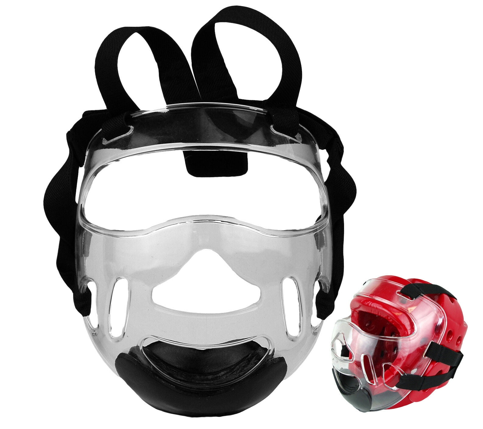 Details about   MMA Clear Face Shield Head Gear Black Mask Guard Sparring Hook & Loop Closures 