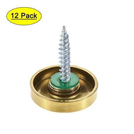 

Uxcell Mirror Screws Decorative Cap Fasteners Cover Nails Electroplated Bright Golden 0.87 12 Pcs