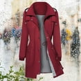 thumbnail image 2 of YDFCWXW Long Rain Coat for Women Packable Rain Jacket Womens Waterproof Raincoat Lightweight Hooded Windbreaker Trench Coat Red, S, 2 of 6