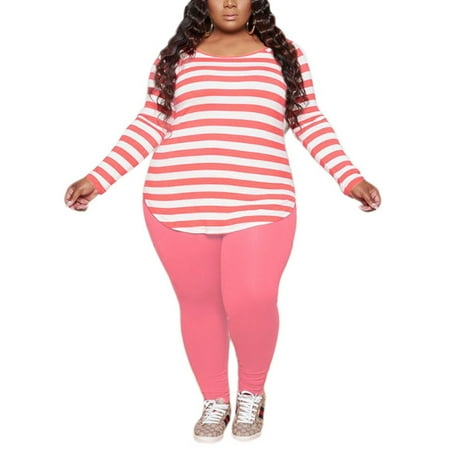 

Sanviglor Women Sleepwear Crew Neck Lounge Sets Striped Nightwear Casual Pajamas Joggers Pjs Pink M