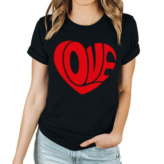 Tbopshirt Valentine's Day T-Shirts for Women Short Sleeve Graphic Tees, Plus Size Womens Tops,Valentines Day Fashion Printed T-shirt S-XXXL