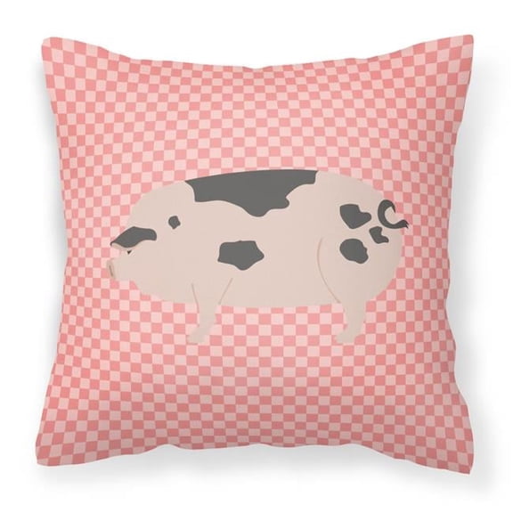 Carolines Treasures BB7940PW1818 Gloucester Old Spot Pig Pink Check Fabric Decorative Pillow, 18 x 18 in.