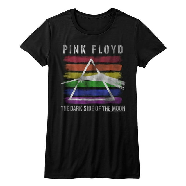 Pink Floyd T-Shirt Noir Arc-en-Ciel pour Femme Junior