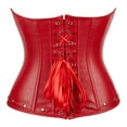 thumbnail image 3 of Grebrafan Medieval Corset Plus Size Women Leather Bustier Red 3XL, 3 of 5