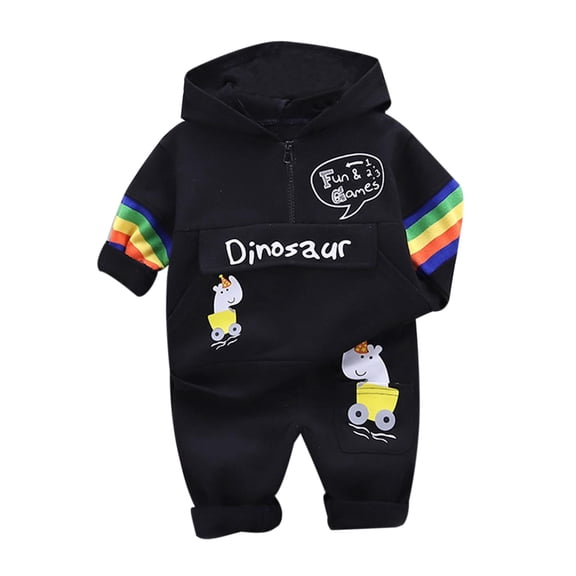 Tisuna Fall Outfit Set For Kids Boys Breathable Graphic Print Long Sleeve Crewneck Tops And Pants 2 Pieces Clothes Set For Children Casual Wear Size 18-24 Months