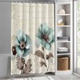 thumbnail image 3 of Green Flowers Brown Leaves Fabric Shower Curtain Vintage Floral Washable Shower Curtains for Bathroom, Waterproof Bath Curtain with Hooks Home Decor 72x84in, 3 of 8