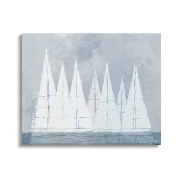 Modern Geometric Sailboats Floating Transportation Painting Gallery Wrapped Canvas Print Wall Art