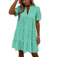thumbnail image 2 of Fashion Oversize Beach Dresses for Womens 2026 Summer Solid Short Sleeve V-Neck Lace Lightweight Maxi Wedding Guest Dresses, 2 of 8
