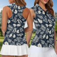 thumbnail image 4 of Jeiento Tropical Leaves His and Hers Matching Golf Shirts Women's Half Zip Sleeveless Golf Tank Tops Men's Quick Dry Short Sleeve Shirts Moisture Wicking Couple Golf Wear for Tennis Running Hiking, 4 of 7