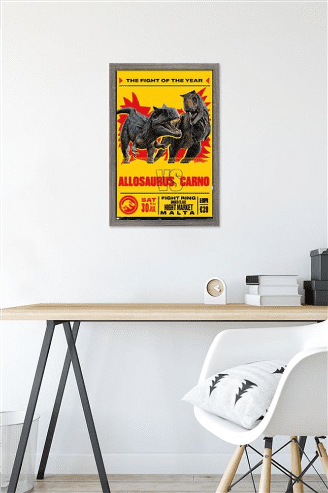 Jurassic World: Dominion - Allosaurus Vs Carno Wall Poster, 14.725" x 22.375" Framed