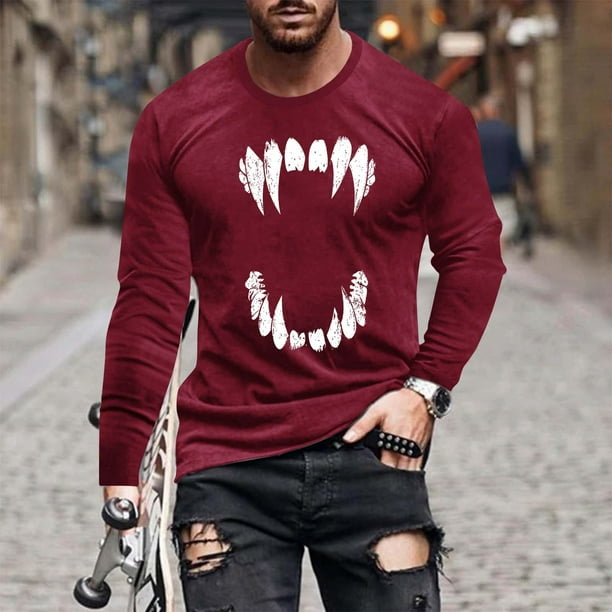 Blusas y camisas de manga larga con cuello redondo para hombre, moda informal, estampado, deportivas, de manga larga, cuello redondo, blusas, camisas para hombre, blusa de poliéster