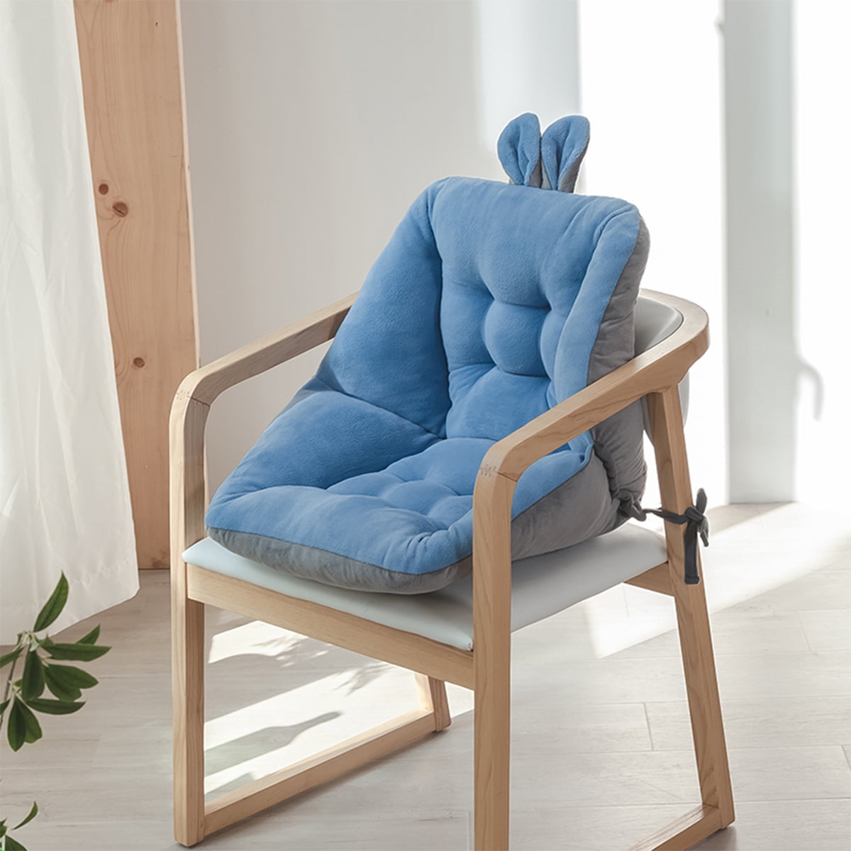 1pc 45*47cm Thicken Plush Chair Cushion Soft Butt Seat Pad Stool Cushion  Tie-on