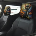 thumbnail image 4 of 2 PCS Car Headrest Cover, Black Cat Psychedelic Art Soft Car Seat Head Rest Cover Protector Interior Car Accessories Seat Covers for Cars Truck Auto Only Covers, 4 of 8