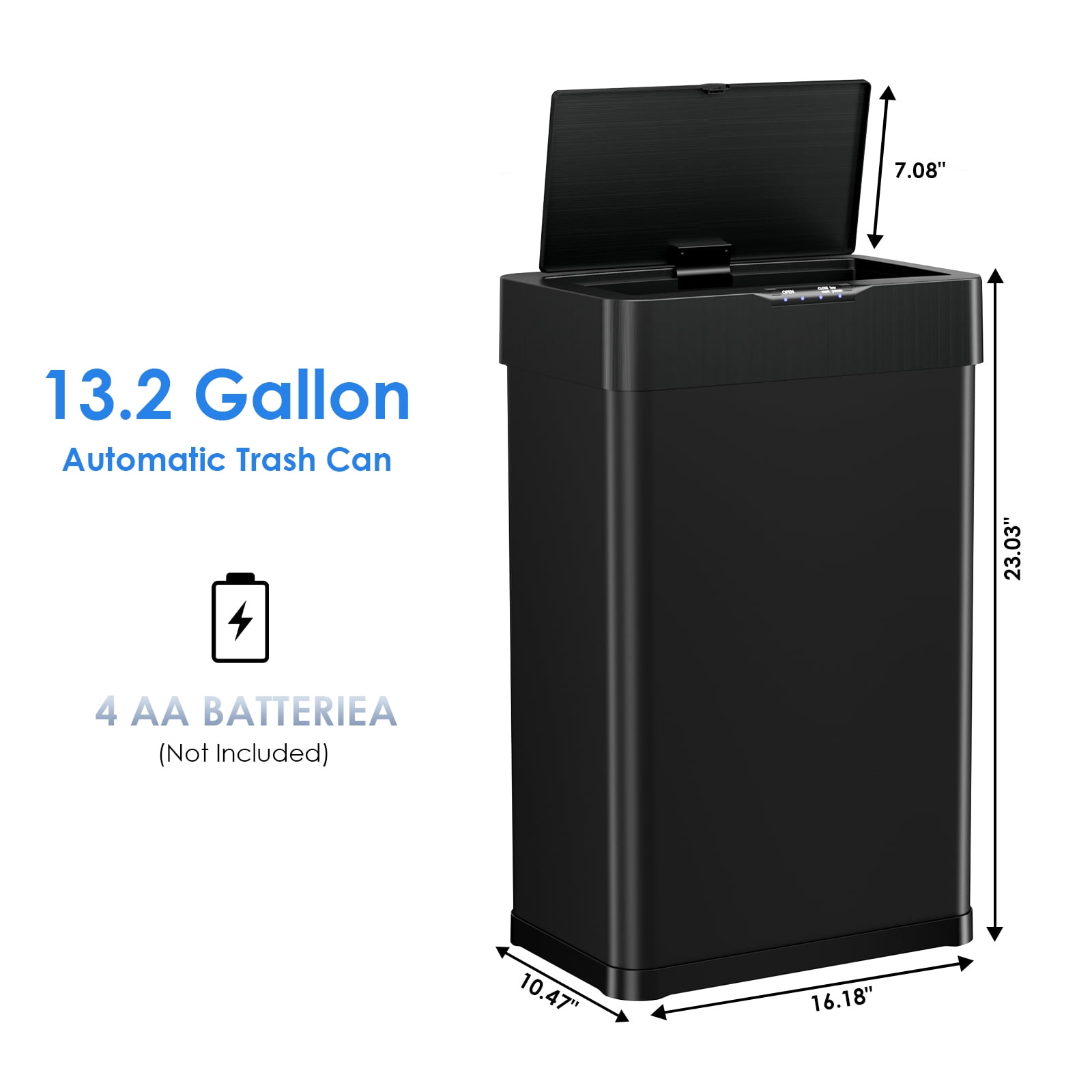 Arlopu 13.2 Gallon Motion Sensor Trash Can Automatic Stainless Steel Garbage Can with Soft-Close Lid