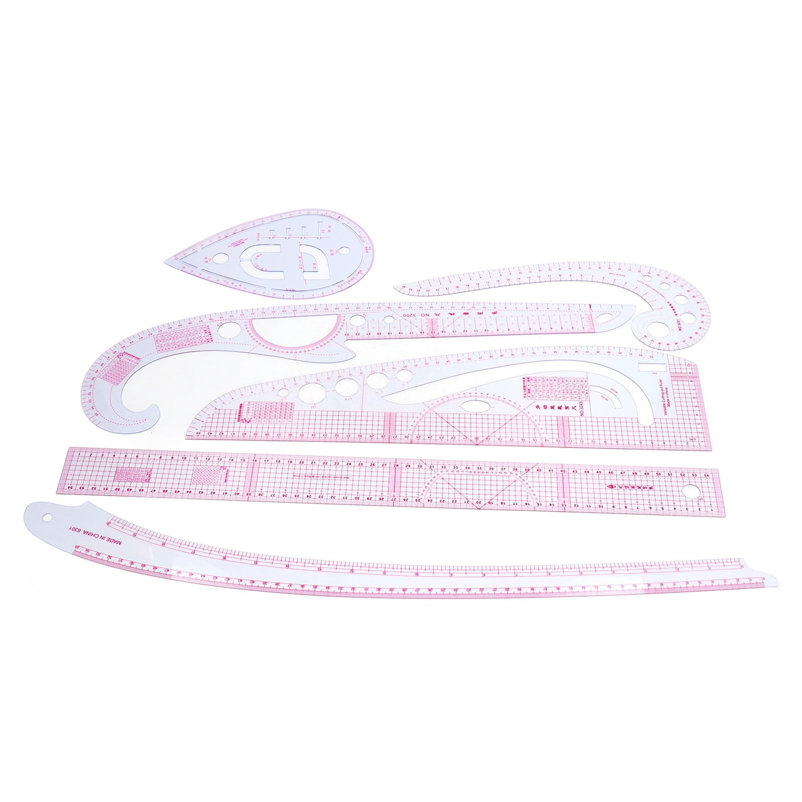 2pcs Styling Sewing Curve Ruler, 23.5x3.7cm Clear Sewing Pattern Making Ruler | Harfington
