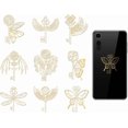thumbnail image 1 of 9 pegatinas de llaves y alas de 1,6 x 1,6 pulgadas, de metal dorado, autoadhesivas, decorativas, para álbumes de recortes, con borde metálico y estampado dorado., 1 of 9