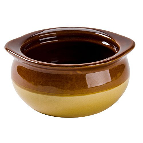 Core 12 oz Bowl Set of 4 Brown and Ivory Onion Soup Crock 