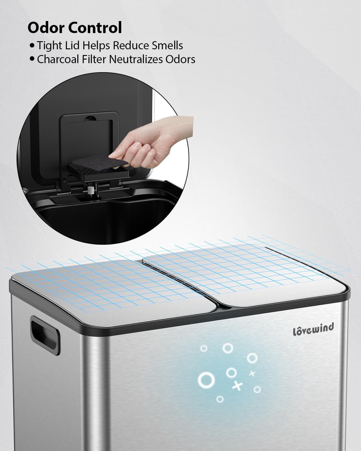Dual Compartment Kitchen Trash Can, 2 x 8 Gallon (2 x 30 L) Stainless Steel Trash and Recycle Bin Combo with Soft-Close Lid, Dual Compartment Recycling Kitchen Step Trash Bin, Odor Proof, Hands Free,