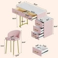thumbnail image 2 of Harper & Bright Designs Pink Velvet Makeup Vanity Table Set with Padded Chair , Vanity Desk with Big Drawers , Dressing Table with Adjustable Storage for Bedroom, 2 of 17
