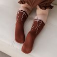 thumbnail image 4 of RFQWOVSR Baby Girls' Ruffle Bow Knee High Socks with Non-Slip Design, 4 of 5