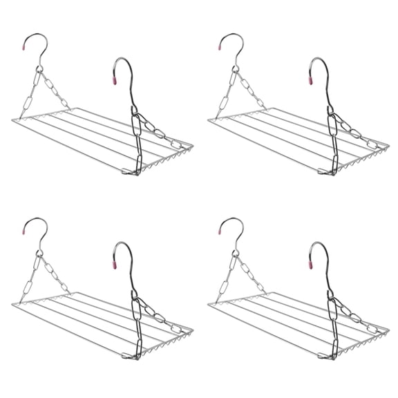 4X Multifunctional Clothes Drying Rack, Stainless Steel Laundry Garment Drying Hanger for Hanging Clothes, Towels, Socks