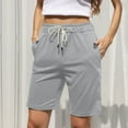 thumbnail image 2 of Women's 7"/ 10" Bermuda Shorts Long Comfy Cotton Sweat Shorts Summer Knee Length Lounge Shorts with Pockets, 2 of 7