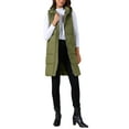 thumbnail image 2 of Women's Sleeveless Vest Casual Long Puffer Hooded Down Jacket M Green, 2 of 6