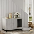 thumbnail image 2 of Homall Hidden Cat Litter Box Enclosure with Scratching Mat Wooden Cat Washroom Furniture Cat Box Cabinets, Gray, 2 of 7