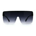 thumbnail image 3 of Flat Top Half Rim Oversize Shield 80s Fashion Sunglasses Black Smoke, 3 of 4