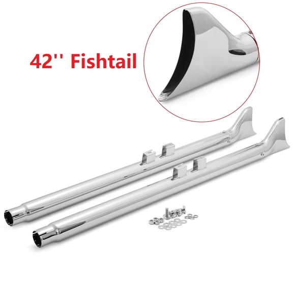 Chrome 42" Fishtail Muffler Exhaust Pipes for Harley Street Tour Road Glide Road King 1995-2016