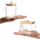 thumbnail image 3 of 2 recipientes para hisopos de baño con tapas de bambú, dispensador de hisopos de algodón de 10/7 oz, tarro organizador de boticario transparente para almacenamiento., 3 of 6