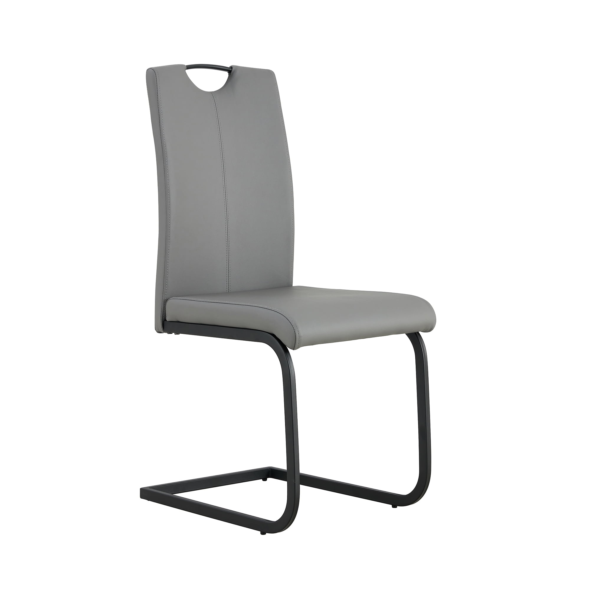 Kepooman Grey PU Leather Dining Chair, Armless Classic Leisure Chair with Metal Leg, Set of 2 Kepooman Grey PU Leather Dining Chair, Armless Classic Leisure Chair with Metal Leg, Set of 2