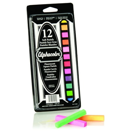 UPC: 0034138550120 | Alphacolor Soft Square Pastels Fluorescent Assortment 12 Colors 12 Pack – Chalk
