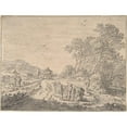 thumbnail image 3 of Pieter de Molijn 24x19 Black Modern Framed Museum Art Print Titled - Figures on a Road (17th Century), 3 of 5