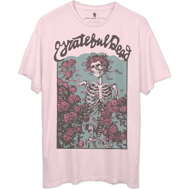 Junk Food Mens Grateful Dead Roses Graphic T-Shirt, Rosa, X-Large Junk Food Camiseta gráfica