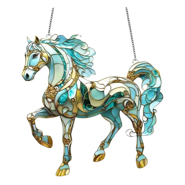 Decoraciones de Primavera para el Hogar Dos Dimensiones Plano Acrílico Caballo Luz Captador 20x20cm Transparente Acrílico Ornamentos Colgante Decoración