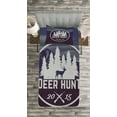 thumbnail image 3 of Ambesonne Hunting Quilted Bedspread Set 2 Pcs, Emblem Antler, Twin Size, Brown Blue and White, 3 of 3