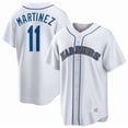 thumbnail image 1 of Camiseta de béisbol clásica de local de los Seattle Mariners Edgar Martínez, Cooperstown, color blanco, con número de estrella bordado.-L, 1 of 2