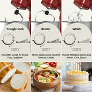 Trimeko 6-QT Tilt-Head Stand Mixer with Bowl, Dough Hook, Whisk & Beater, 3-in-1 Function,Red