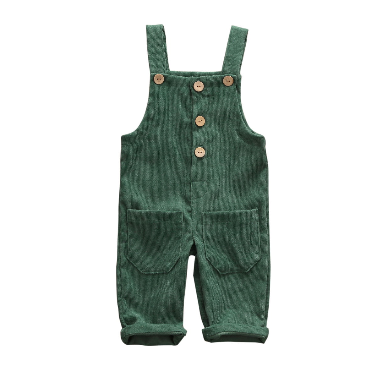 Toddler Kids Baby Girl Boy Overall Suspender Pants Patch Corduroy Jumpsuit Fall Winter with Two Pockets Clothes